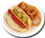 hot dog and onion rings