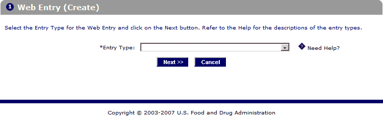 Select an Entry Type