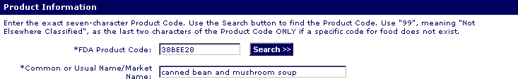 Enter Product Information