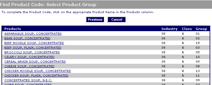Find Product Code - Select Product Group