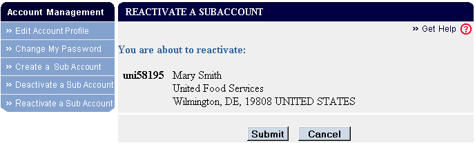 Reactivate a Subaccount: verify the Subaccounts you want to reactivate
