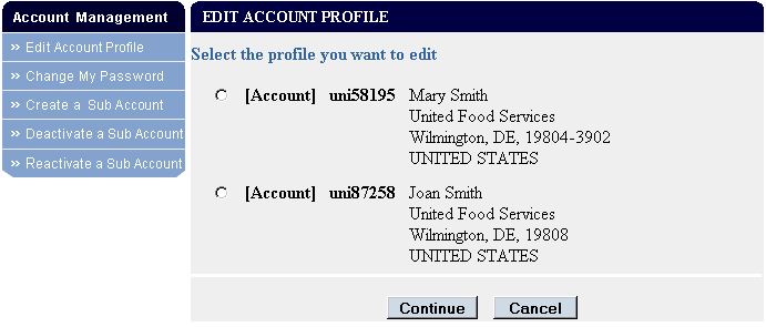 Select an Account to demote to a Subaccount