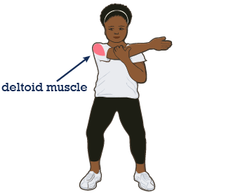 Illustration of girl doing a cross-shoulder stretch