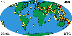 Earthquakes world-wide (last 4 weeks) - Click here for a larger map
