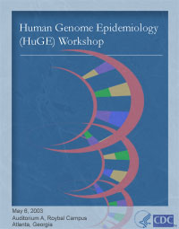 image of dna on cover of Human Genome Epidemiology Workshop notebook