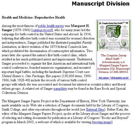 Manuscript page on Reproductive Health showing link types (screen capture)