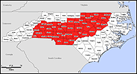 Map of Declared Counties for Disaster 1448