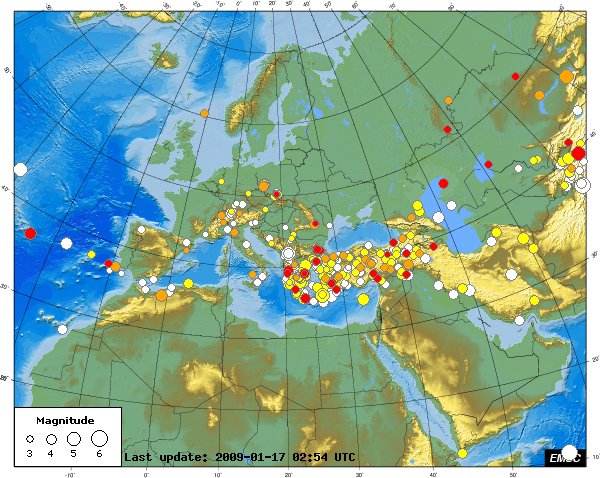 Recent earthquakes in the Euro-Med region (during the last 2 weeks)