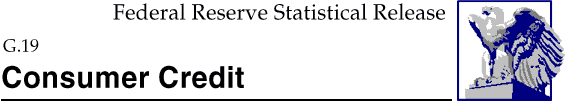 Federal Reserve Statistical Release, G.19, Consumer Credit; title with eagle logo links to Statistical Release home page