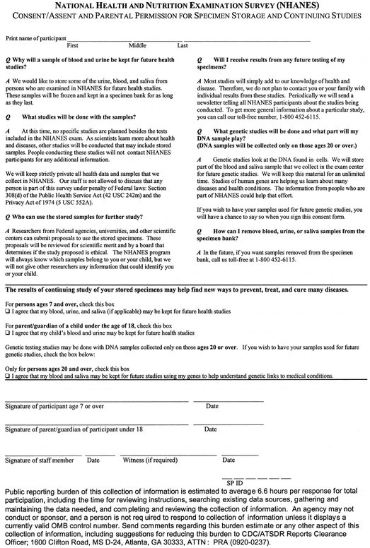 Appendix 2: NHANES 2000 Consent Form