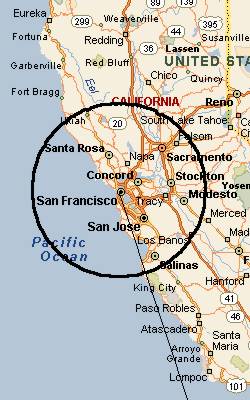 100 mile radius around San Francisco
