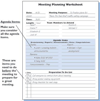 Sample Meeting Planning Worksheet