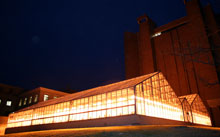 Plant science greenhouse at night