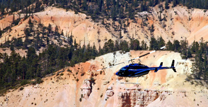 A helicopter flies on the Puma Prescribed Fire at Bryce Canyon National Park in Utah.