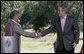 President George W. Bush shakes hands with President Tabare Vazquez of Uruguay after a joint press availability Saturday, March 10, 2007, at Estancia Anchorena, the President's retreat, in Colonia. White House photo by Eric Draper