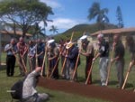 Rep. Abercrombie joins Brig. Gen. Steven Hummer, Commanding General of Marine Corps Base Hawaii, Thomas Henneberry, chief operating officer of Forest City Military Communities LLC and other dignitaries in a Hawaiian groundbreaking ceremony for new military housing. 