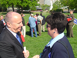 A constituent greets Congressman Brady after an IEC rally on the Capitol lawn in Washington, DC.