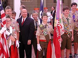 Congressman Brady with Boy Scout Troop 472 at Montgomery County's Flag Day Celebration.