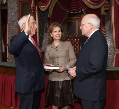 Joined by his wife, Bonnie, Senator Lautenberg is sworn in for the 111th Congress by Vice President Dick Cheney in the U.S. Capitol. After winning a historic fifth term in November, Lautenberg is back in the Senate and focused on addressing the nation's challenges, beginning with the economy. (January 6, 2009)