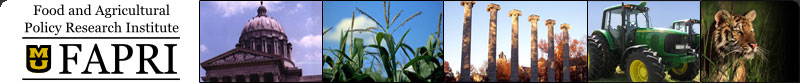 FAPRI Logo, Tractor, Corn field, State Capital Building, Columns, Tiger