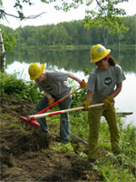 Working for the National Park digging holes