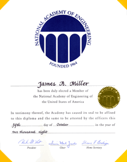 National Academy of Engineering award certificate