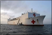 The USNS Comfort anchored off the coast of Puerto Barrios, Guatemala. 