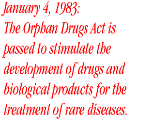 January 4, 1983: The orphan rugs act is passed to stimulate the development of drugs and biological products for the treatment of rare diseases.

