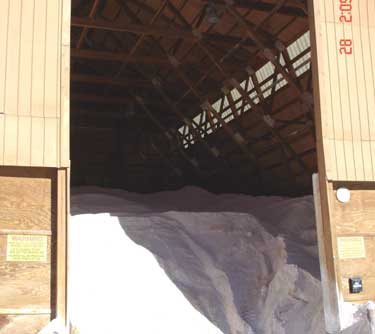 Photo 5. The entrance to the salt shed where the victim parked his truck at the time of the incident.