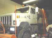 The salt truck that was involved in the incident.