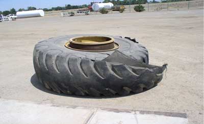tire and wheel assembly after the explosion