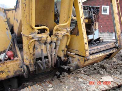 excavator boom and cab