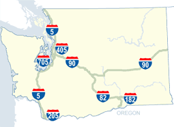 statewide map showing major interstates