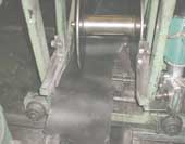 Tread liner and take-up spool on the dismantled tread scrap machine