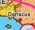 detail of Ancient Greece map pinpointing Doriscus