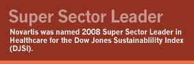 Novartis was named 2008 Super Sector Leader in Healthcare for the Dow Jones Sustainablility Index (DJSI).