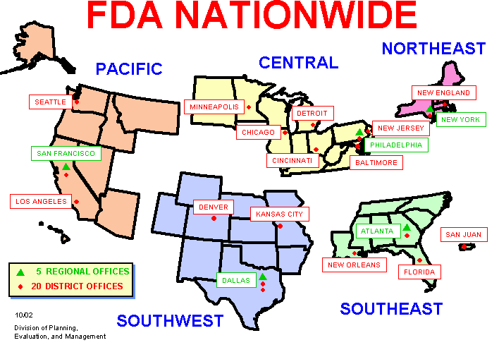 map of FDA regional and district offices