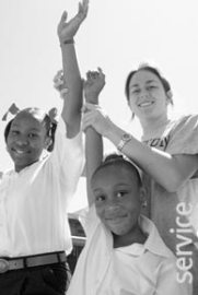 Happy kids waving