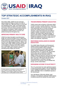 Cover of the Top Strategic Accomplishments in Iraq publication - October 2007  - Click to Download (PDF - .8mb)