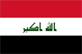 Flag of Iraq is three equal horizontal bands of red at top, white, and black, with green Arabic script centered in white band.