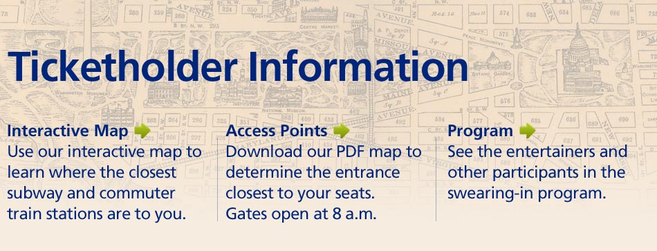 The latest ticketholder information, including an interactive map, a downloadable PDF map, and the program