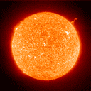 {Esthetically pleasing 30.4 nm image of the Sun with
an eruptive prominence}