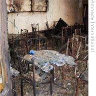 Bombed café in the centre of Tskhinvali, South Ossetia, Aug 2008