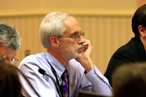 After presenting his update, Bucher, center, listened intently to the deliberations over the Draft NTP Brief on BPA.