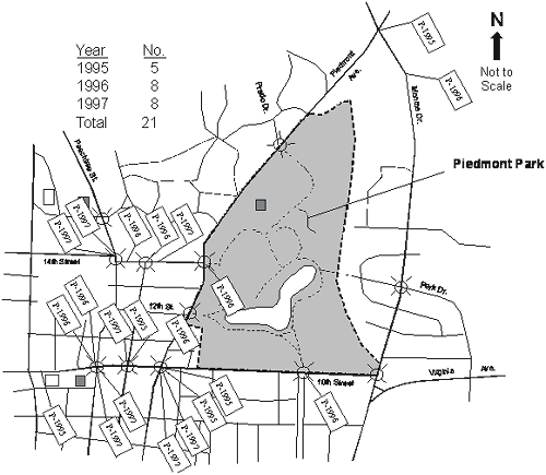 Pedestrian crash locations.