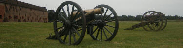 12-Pounder Field Howitzers outside fort