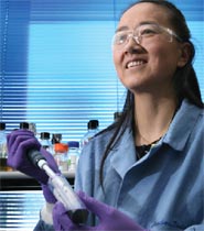 Dr. Xiaoyun Lu of the Bioscience Division at Los Alamos, a member of the team of biochemists, theorists, and engineers who are developing a hand-held biochemistry lab for rapidly detecting the influenza virus