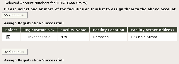 FFRM Assign registration successful