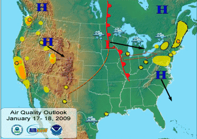 National Air Quality Outlook - click for larger map