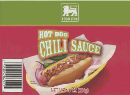 Food Lion brand Hot Dog Chili Sauce, Consumer # 3582606911 in 10 oz cans